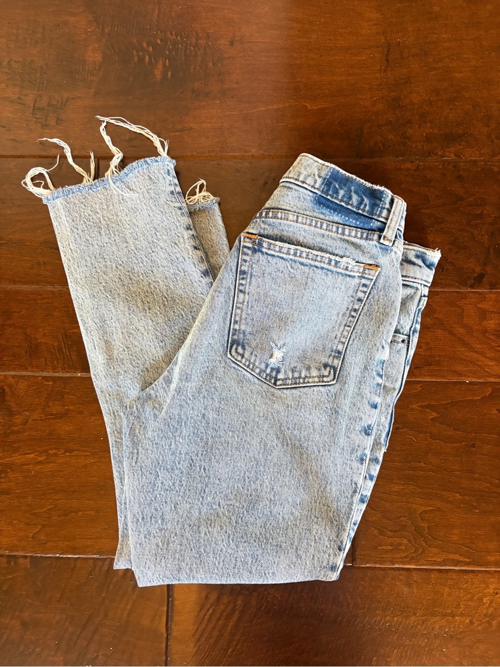Abercrombie & Fitch Light Blue Boyfriend Jeans with Raw Hem